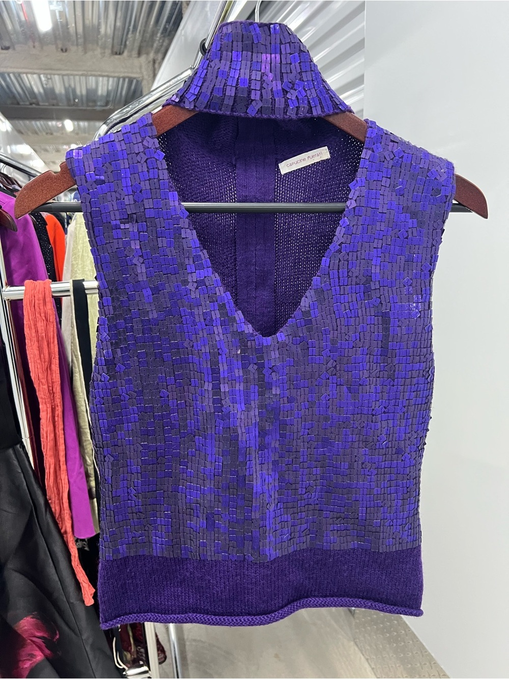 Capucine Puerari vintage purple sequin sweater vest